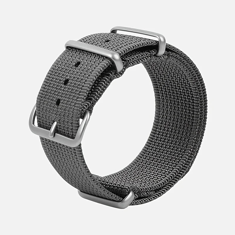Nylon Watch Strap 22mm Canvas Replacement Watch Band Stainless Steel Buckle Waterproof Sports Wristband For Men Women Watches Qme Grey