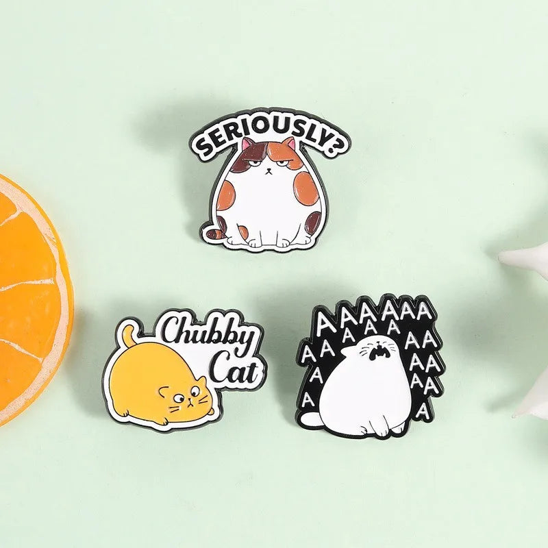 Cute Funny Cat Metal Enamel Pins Kawaii Cartoon Kitten Lapel Pin Animal Badge Decor for Backpack Clothes Fashion Jewelry Gift Qme