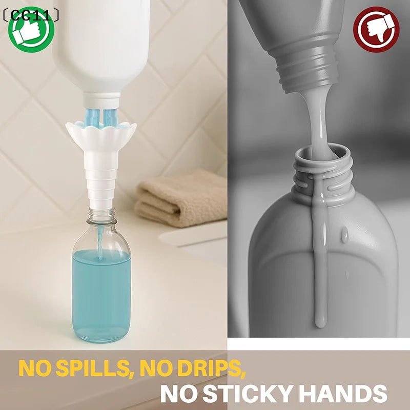 Bottle Emptying Reusable Liquid Transfer Connector No Waste Funnel Qme