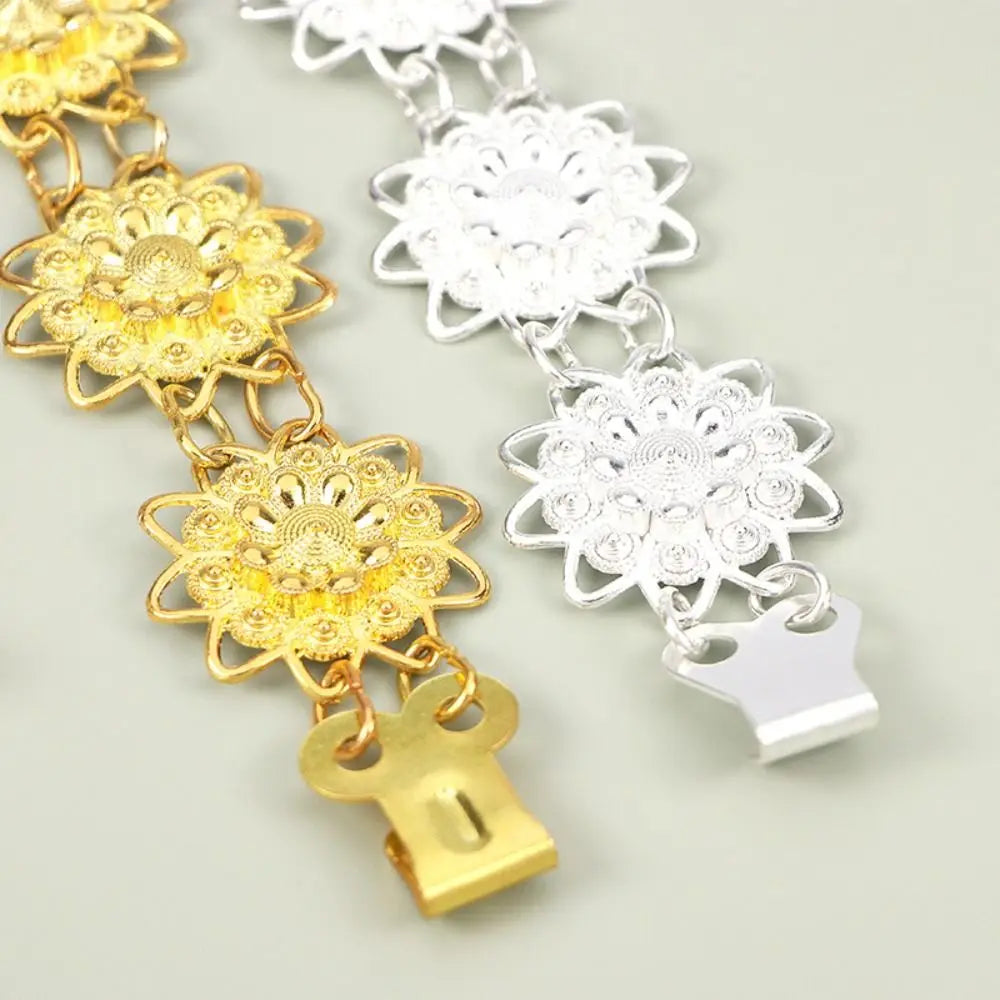 Traditional Metal Ethnic Style Belt Bell Silver Gold Belt Hollow Out Tassel Flower Metal Waist Chain Party Decoration Qme