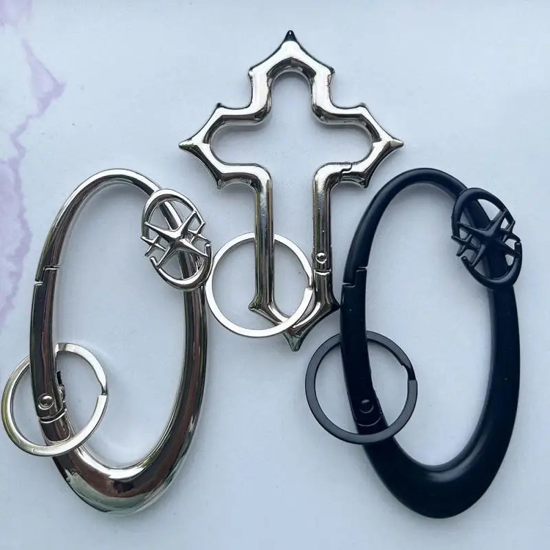 Zinc Alloy Bag Charm Trinkets Keychain Cross Carabiner Keychain Camping Hiking Outdoor Climber Waist Pendant Accessories Gift Qme