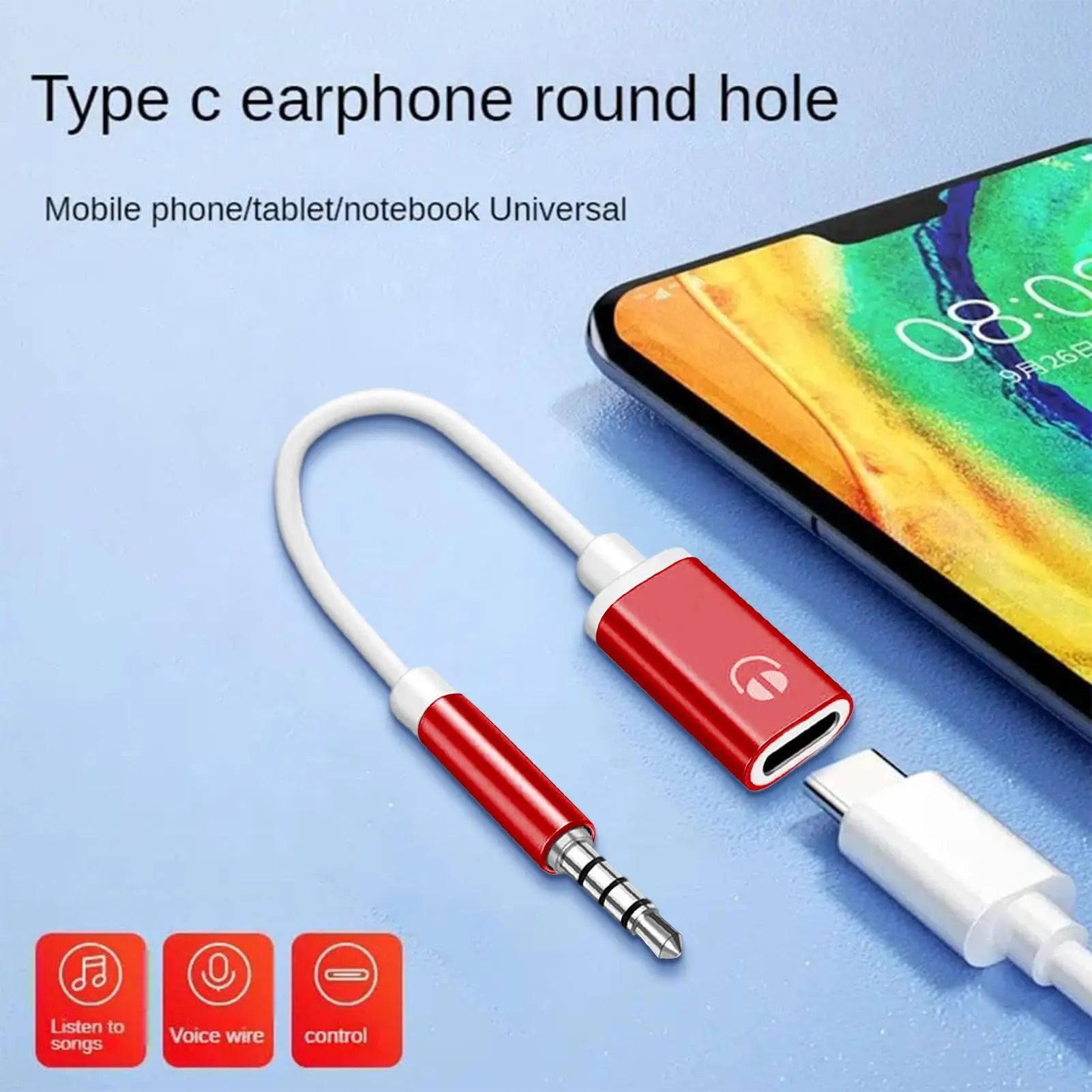 Male C Female Audio Cable Cord Round Head Adapter Headphone Stereo Qme