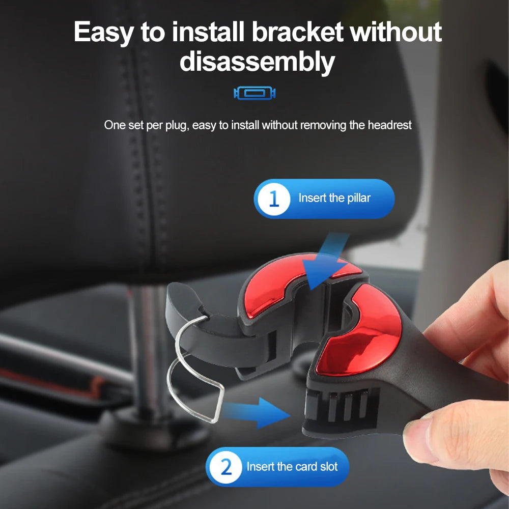 Dual-Use Car Rear Headrest Phone Mount Hidden Storage Hook Multifunctional Lock Type Cellphone Holder For Car Storage Organizer Qme