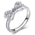 Sparkling 925 Sterling Silver Color Wedding Rings for Women Cubic Zircon Crystal Bowknot Fashion Engagement Ring Qme WHITE 10