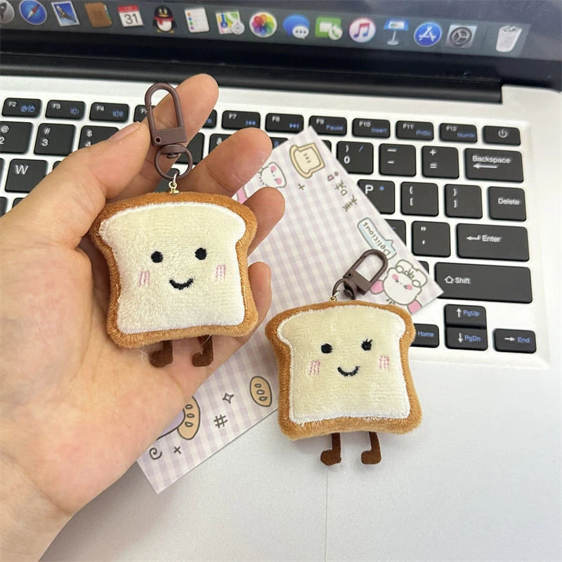 1Pc Toast Bread Pendant Cute Cartoon Plush Small Figure Bag Decoration Kawaii Creative Expression Nice Present 9cm. Qme
