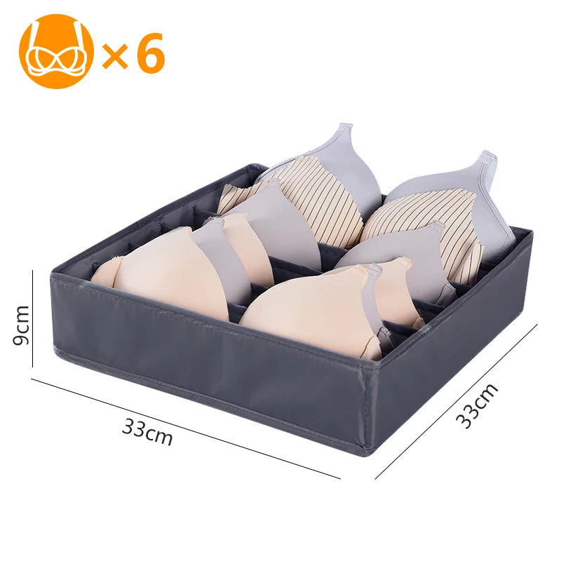Socks Organizer Underwear Bra Storage Box Cabinet Drawer Organizer For Clothes Ties Wardrobe Clothes Organizer Cabinet Separator Qme gray 6 grids
