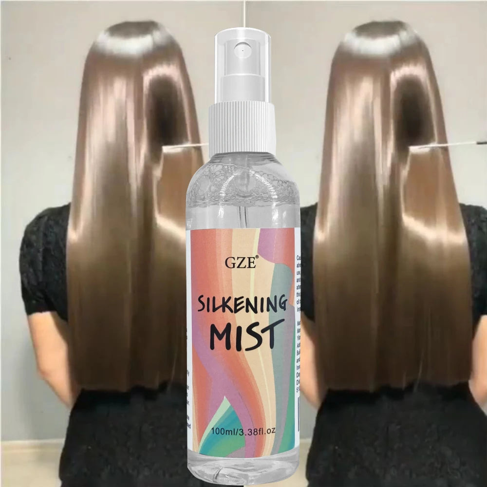GZE HAIR SILKENING SPRAY Silk Therapy Thermal Shield,tThermal-Pressing Product that Polishes, Silkens, and Smooths Curly Texture Qme