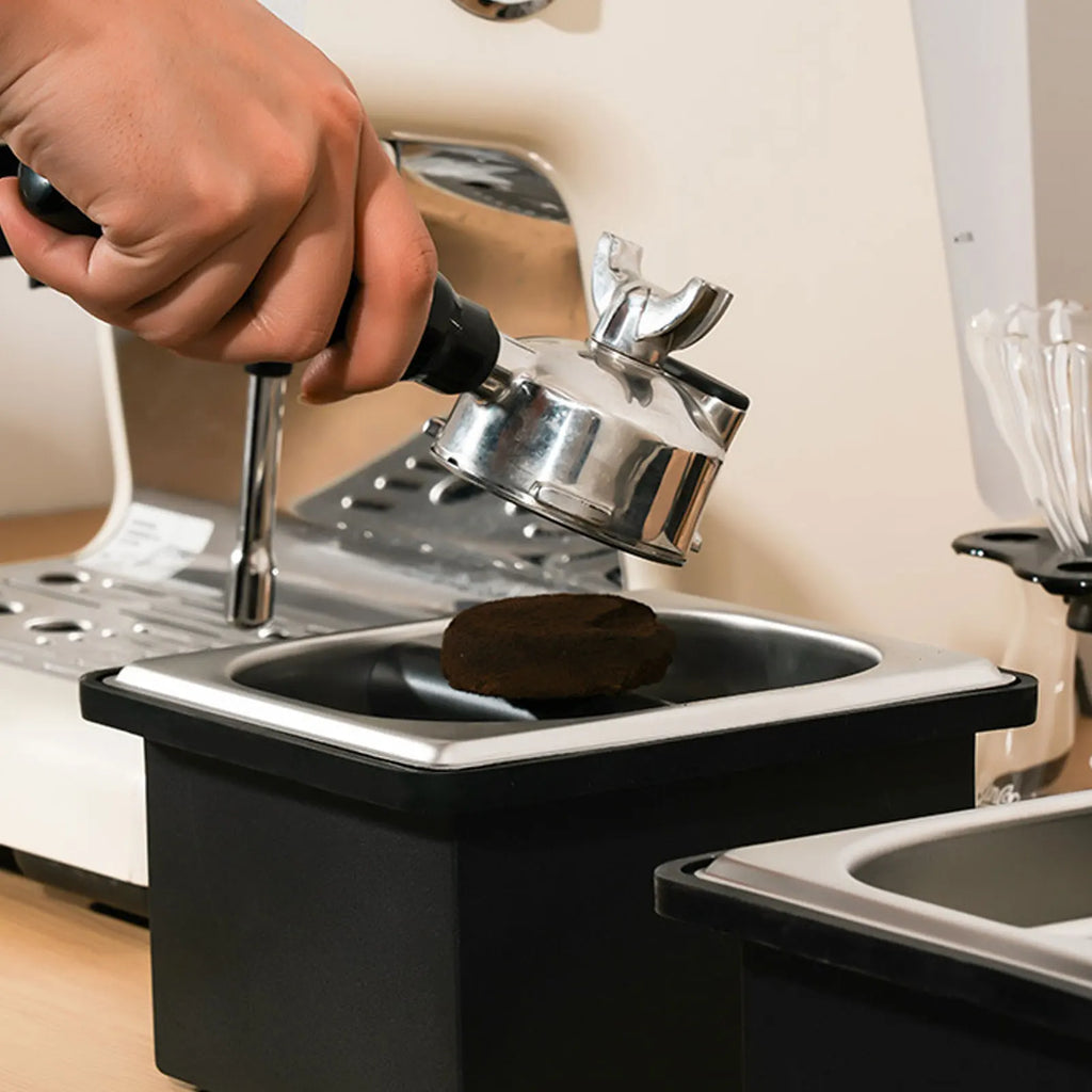 Coffee Knock Box Espresso Dump Bin for Barista Coffee Grind Anti-slip Espresso Dump Bin Grind Waste Bin Coffee Grounds Bucket Qme