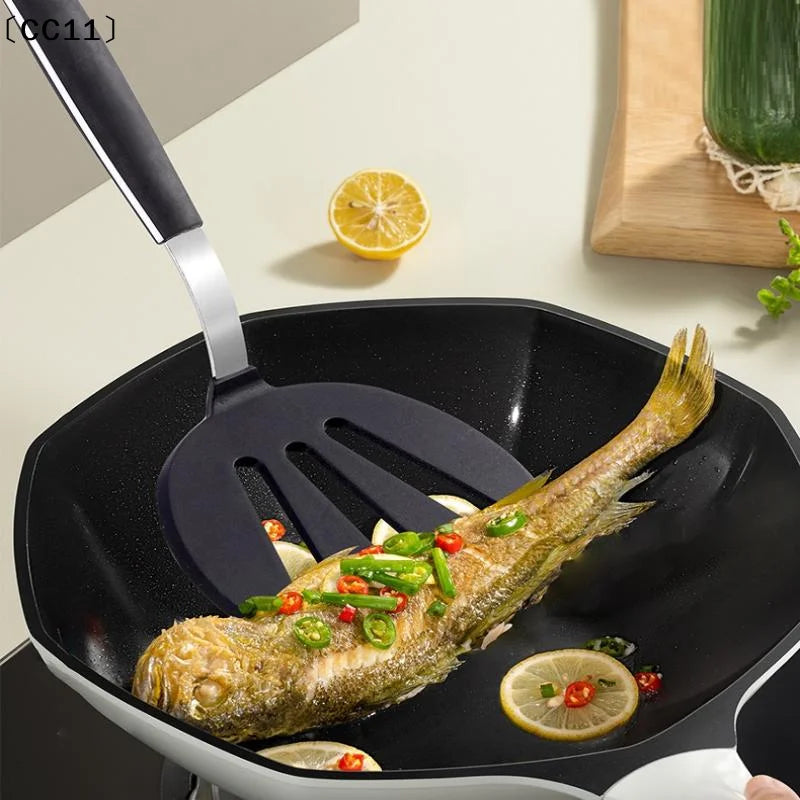 Frying Shovel Leaking Cooking Utensils Stainless Steel Silicone Qme