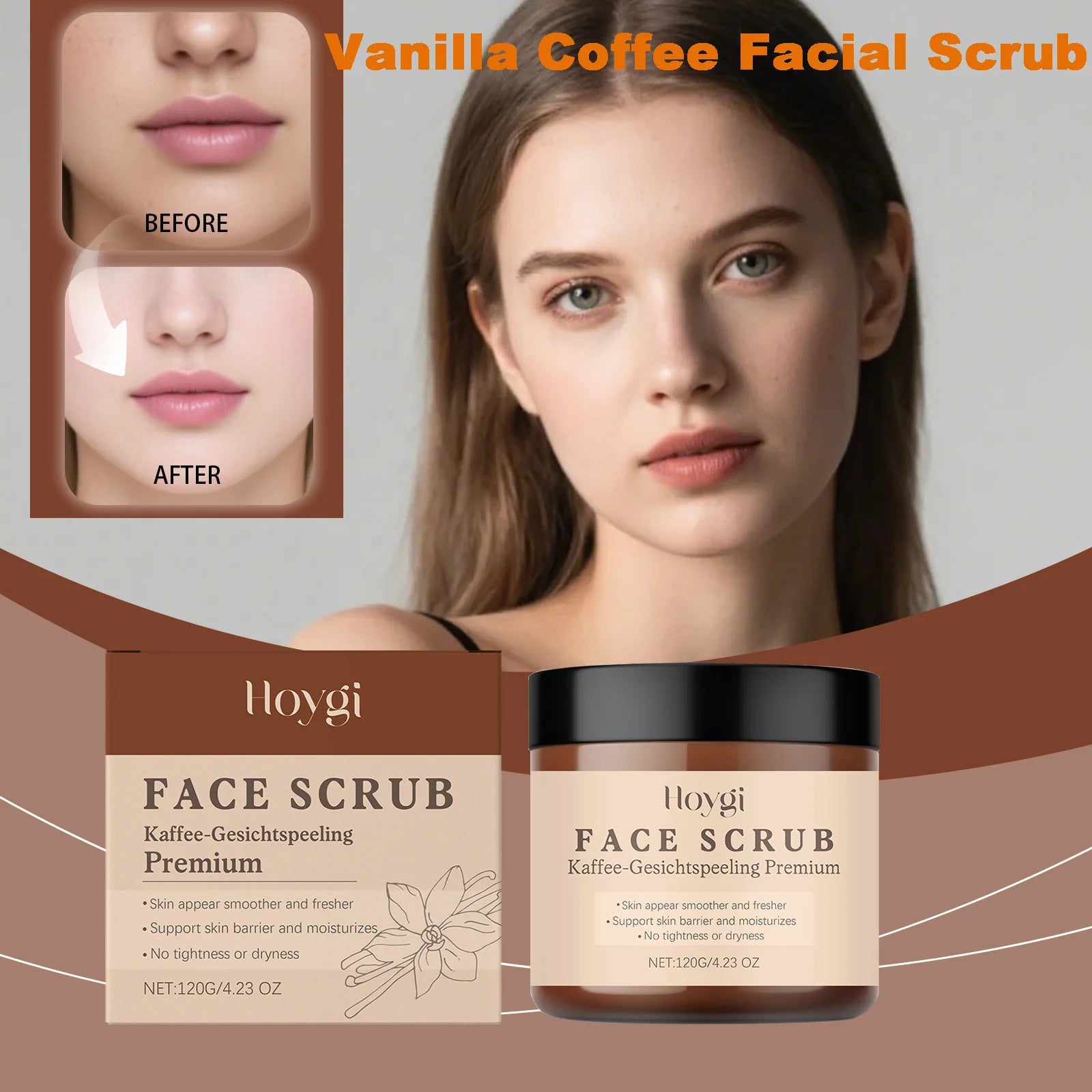Vanilla Coffee Facial Scrub Deep Cleansing Oil Control Face Exfoliator Dual Scrubbing Particles Nourishing Smooth Glowing Skin Qme