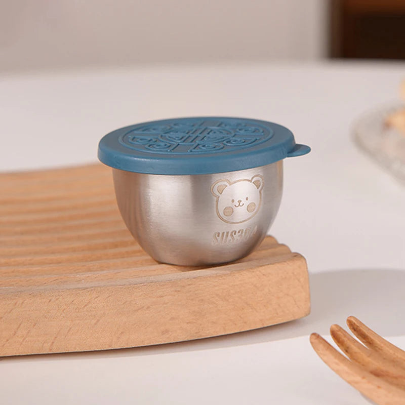 Barbecue Dipping Cup Stainless Steel Sauce Portable Seasoning Dish Qme Blue