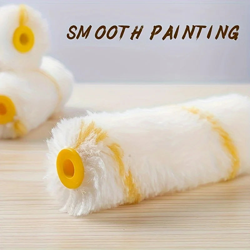 10 paint roller sets and 1 handle, 4 inches, paint roller tool set, metal, plastic, fabric material Qme