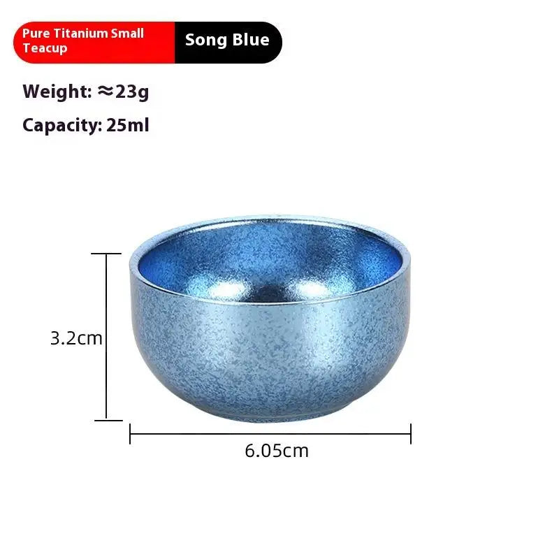 Pure Titanium Small Tea Cup Coffee Outdoor Portable Camping Tableware Qme 2 Blue