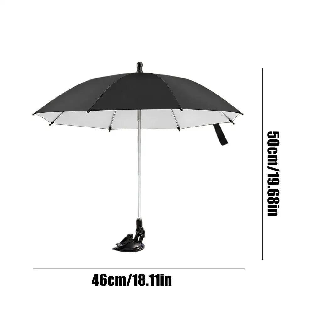 Table Top Umbrella Portable Adjustable Suction Cup Base Sun Protection Mini Drink Umbrella With Base for Terrace Beach Trip Qme Black