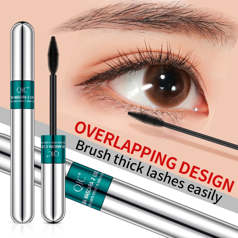 2 In 1 Dual Effect Black Waterproof Mascara 4D Lash Lengthening Thickening Curling Eye Makeup Cosmetics Qme