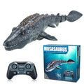 2.4GHz Rc Dinosaur Mosasaur Model Simulation Toy Remote Control Boat Waterproof Spray Kid Boy Toy Gift Outdoor Pool Water Game Qme GRAY