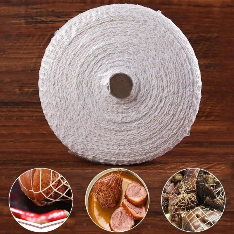 3M Meat Cotton Mesh Bag Ham Sausage Mesh Pork Roll Rope Sausage Mesh Cover Meat Cooking Tools Hot Dog Ham Elbow Fixed Mesh Bag Qme