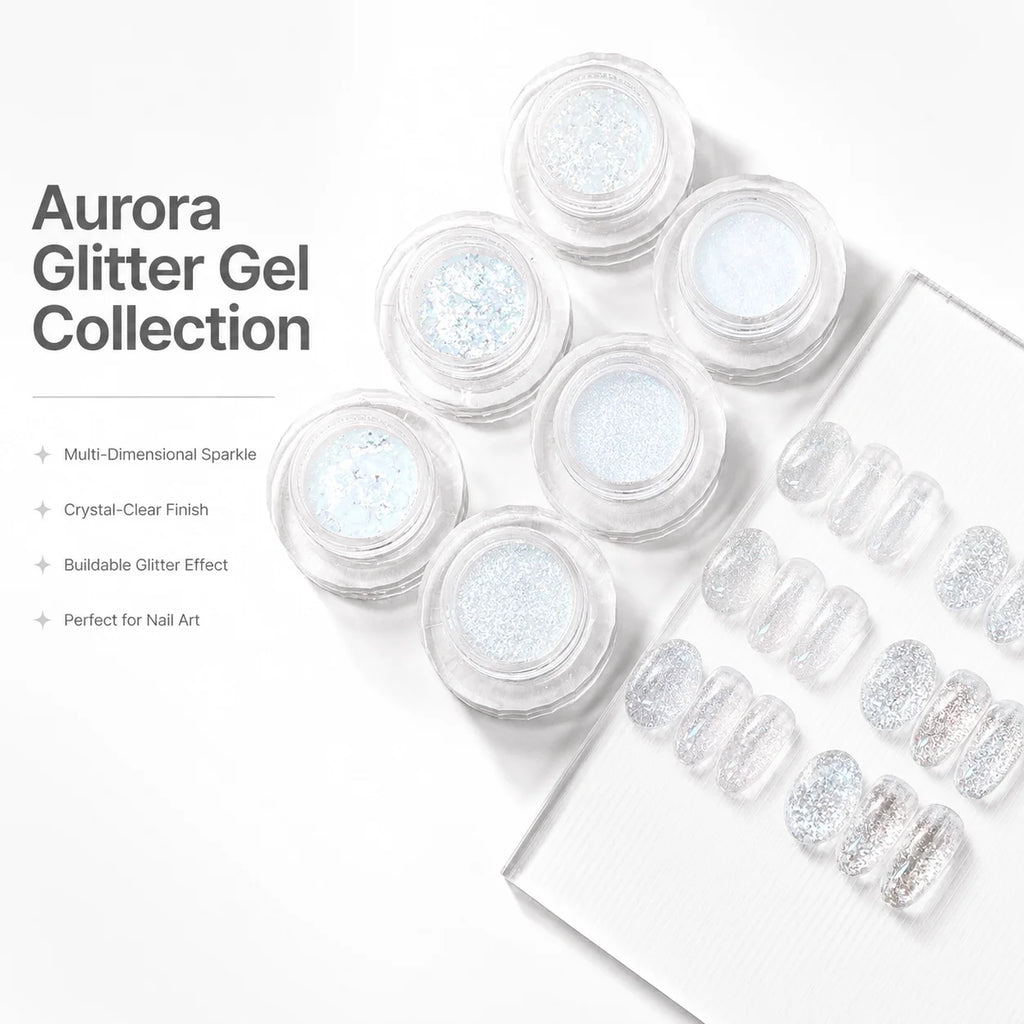 Aurora White Nail Glitter Ice Crystal Art Sequins Iridescent Powder Qme WHITE