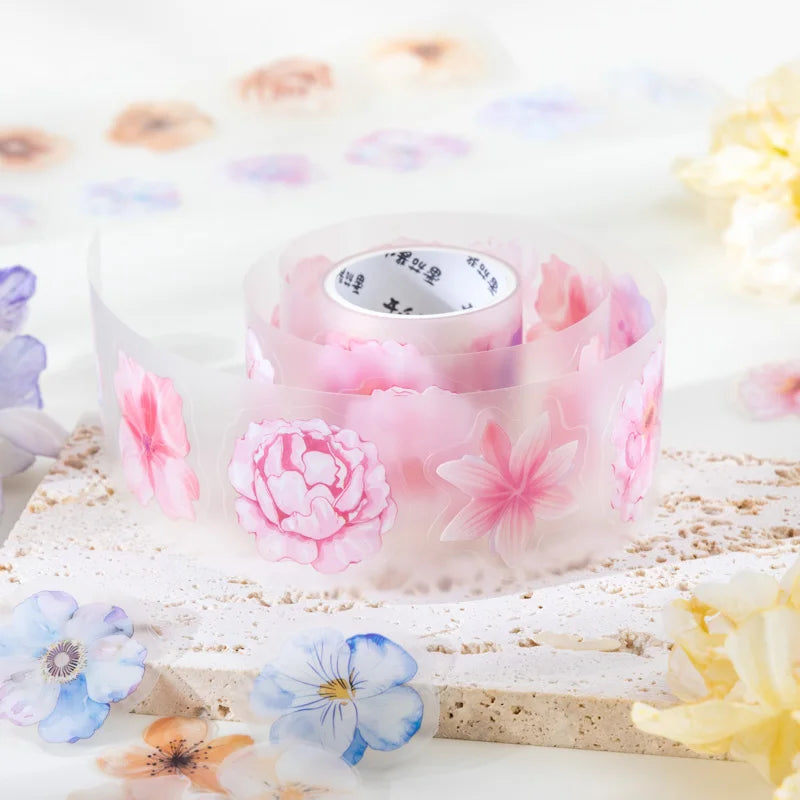50mm*2m Flowers Plants PET Tapes Junk Journal Adhesiva Scrapbooking Sticker Planner Diary Collage Decoration Stationery Tape Qme