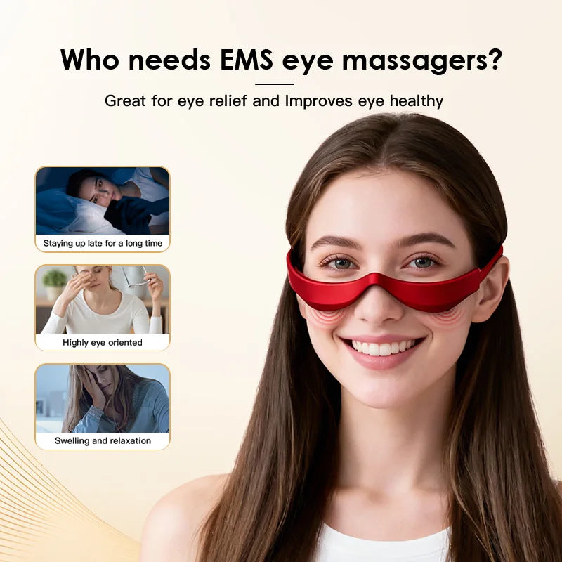 3D Red Light LED Eye Massager Dark Circle Puffiness Relief Anti-aging Qme