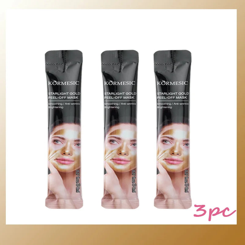 Gold Peel Off Face Mask Blackhead Removal Deep Cleansing Anti-wrinkle Reduces Fine Lines Improves Dullness & Brightens Skin Care Qme 3pc