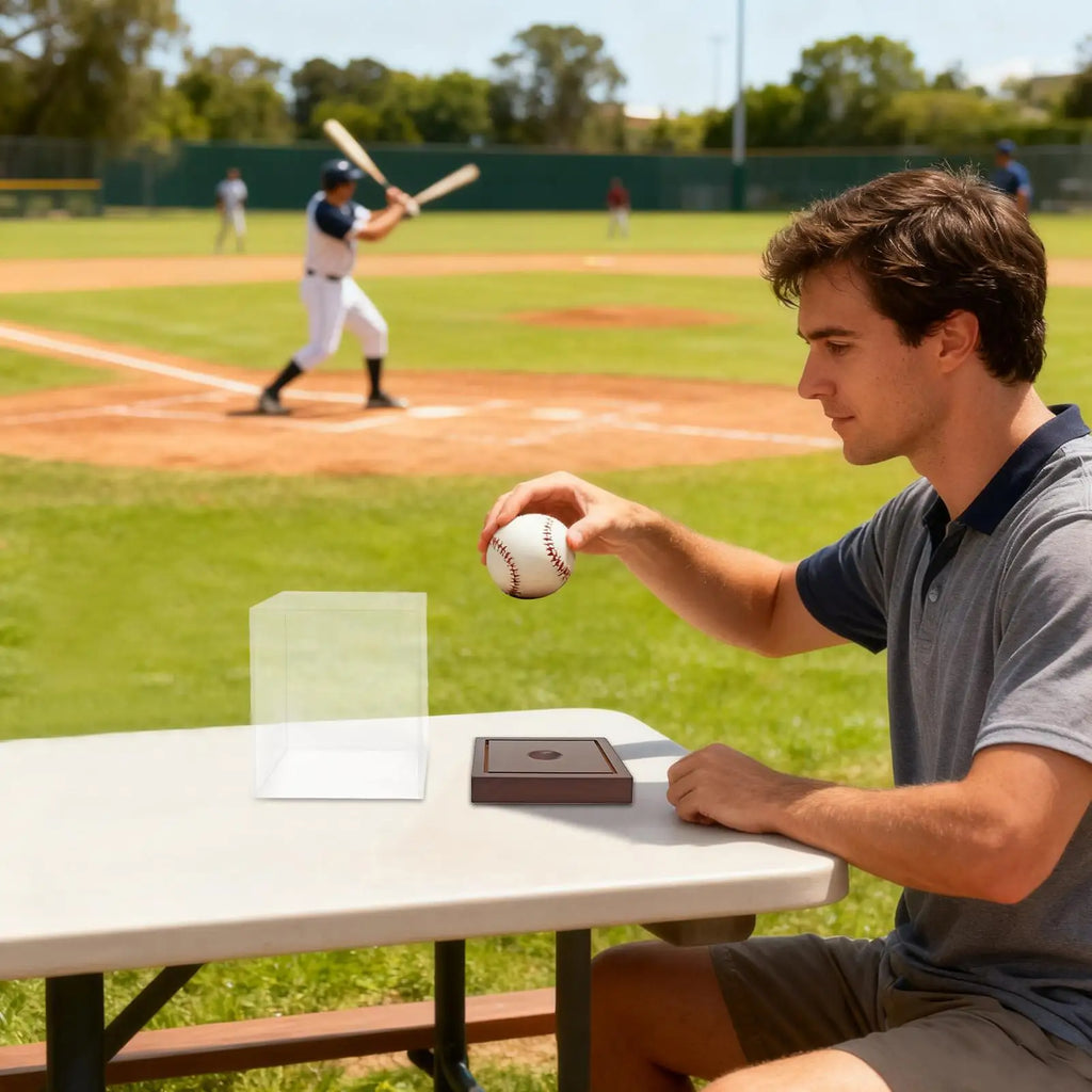 Baseball Holder Acrylic Clear Autographed Balls Box Display Cases Qme
