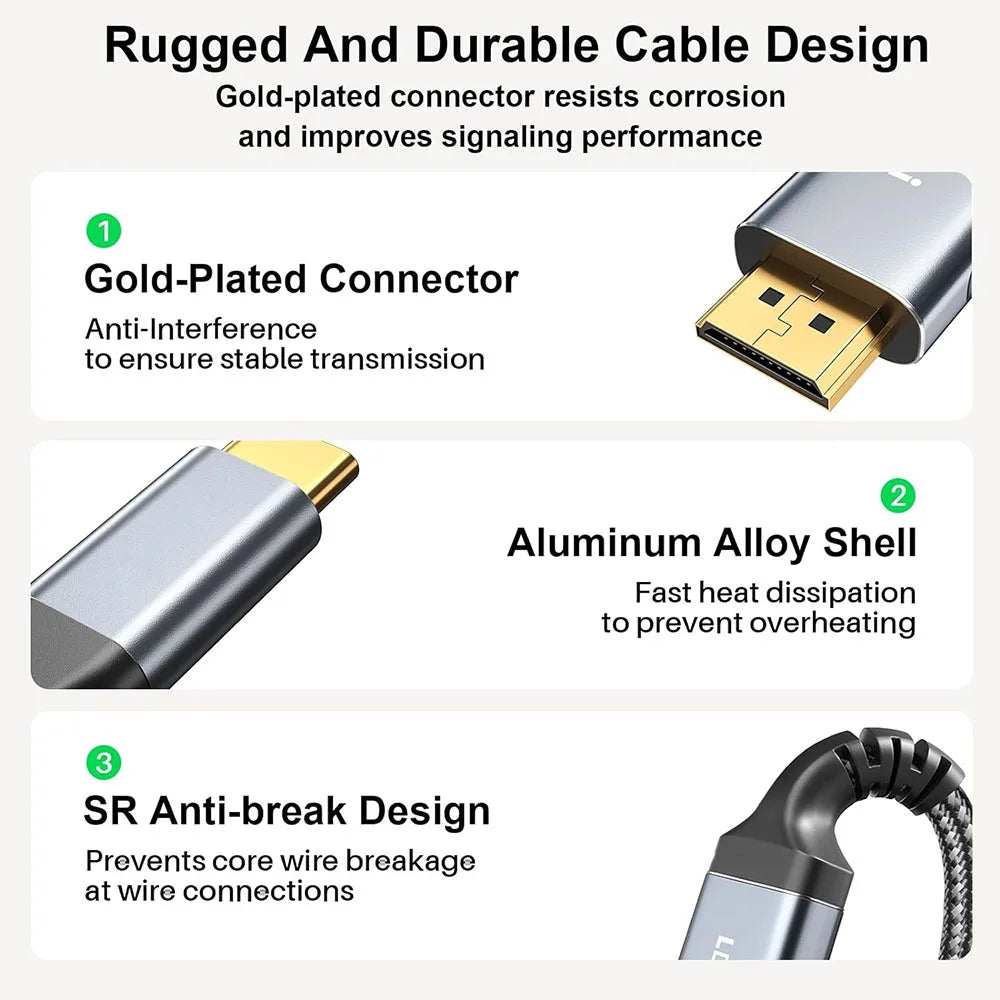 4K 60HZ Type-C to HDMl 2.0 Thunderbolt 3/4 Data Cable Aluminum Alloy Shell Extender Adapter For iPhone MacBook Huawei Mate30 Qme