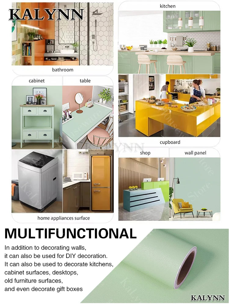 Sage Green Self-adhesive Wallpaper Vinyl Stick Peel Contact Paper Qme