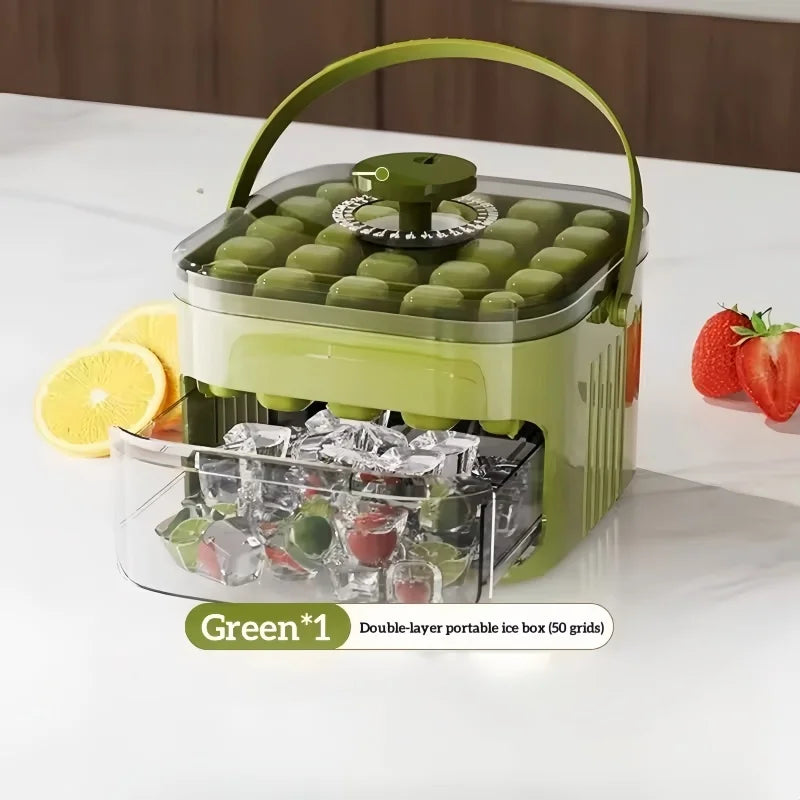 50 Grids Ice Mold Ice Tray Double-layer Ice Cube Tray Reusable Food-grade Ice Cube Molds for Ice Cube Manufacturers Qme green