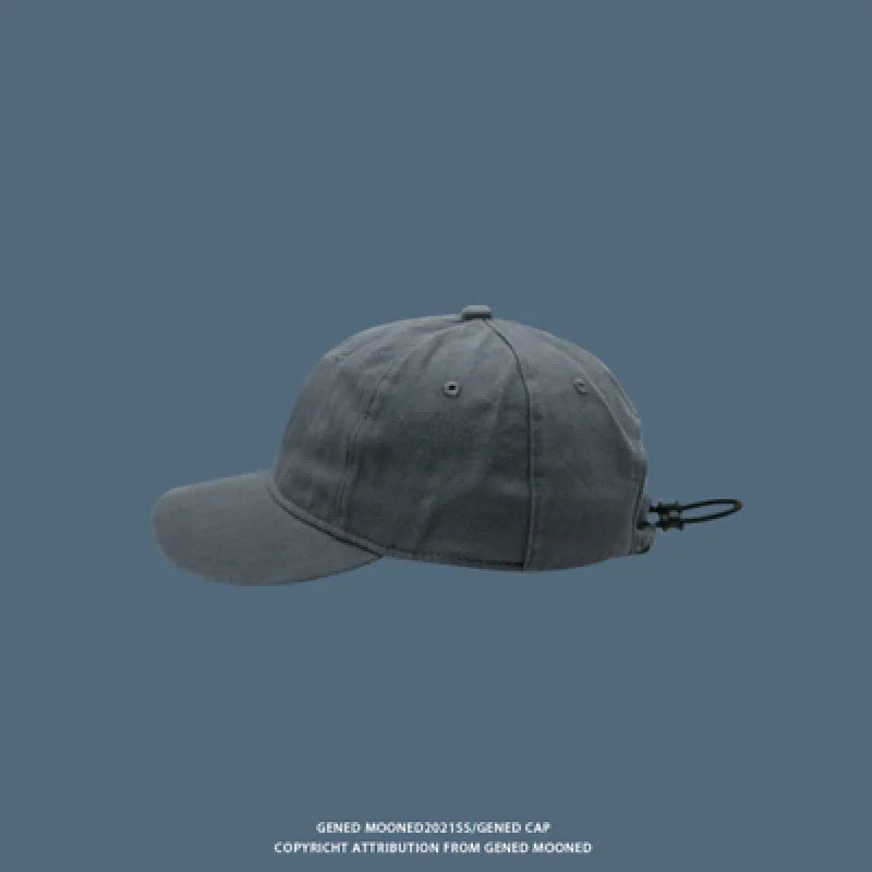 Drawstring Short Brim Hat Trendy Versatile Soft Curved Cap Qme Dark Grey