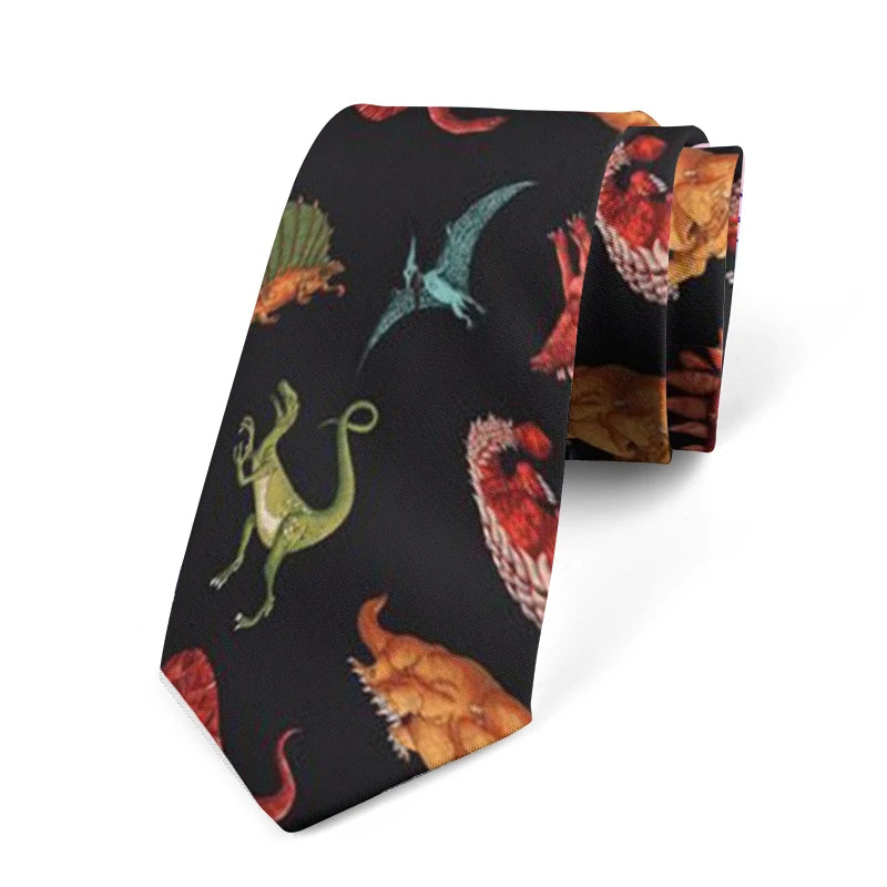 Funny Cartoon Dog Sunflower Print Tie Fashion Casual Polyester Men's Qme style3