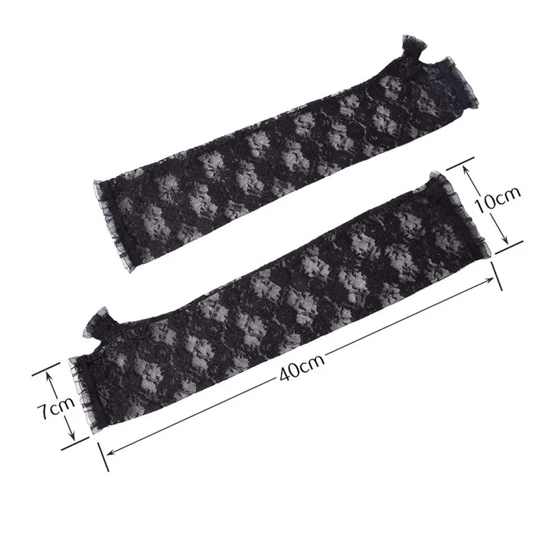 Long Lace Gloves Gothic Lolita Anime Solid Thin JK Girls Mittens Qme