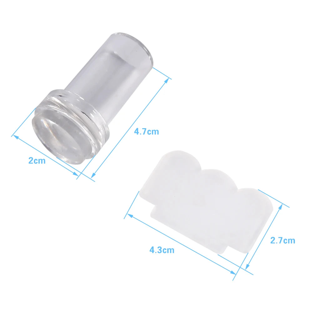 Manicure Tool Nail Art Printing Tool Fashionable Transparent Silicone Nail Polish Transfer Stamper & Scraper Set Manicure Tool Qme