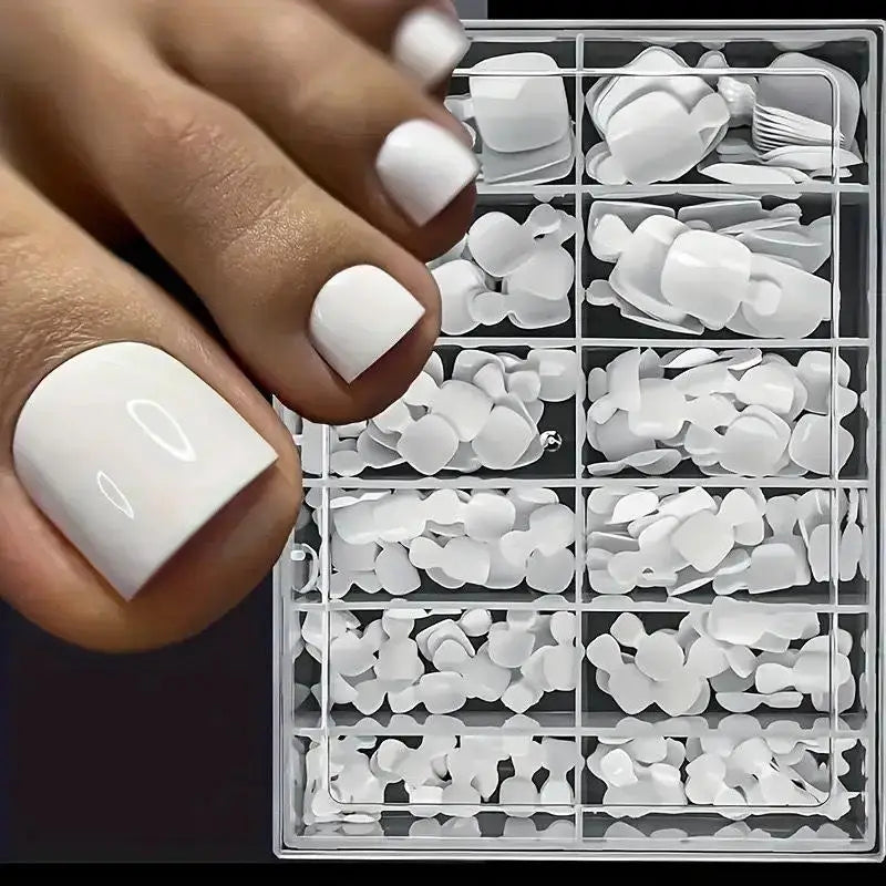 Short Square Gel Toenail Tips Matte Press Full Cover Effortless Qme