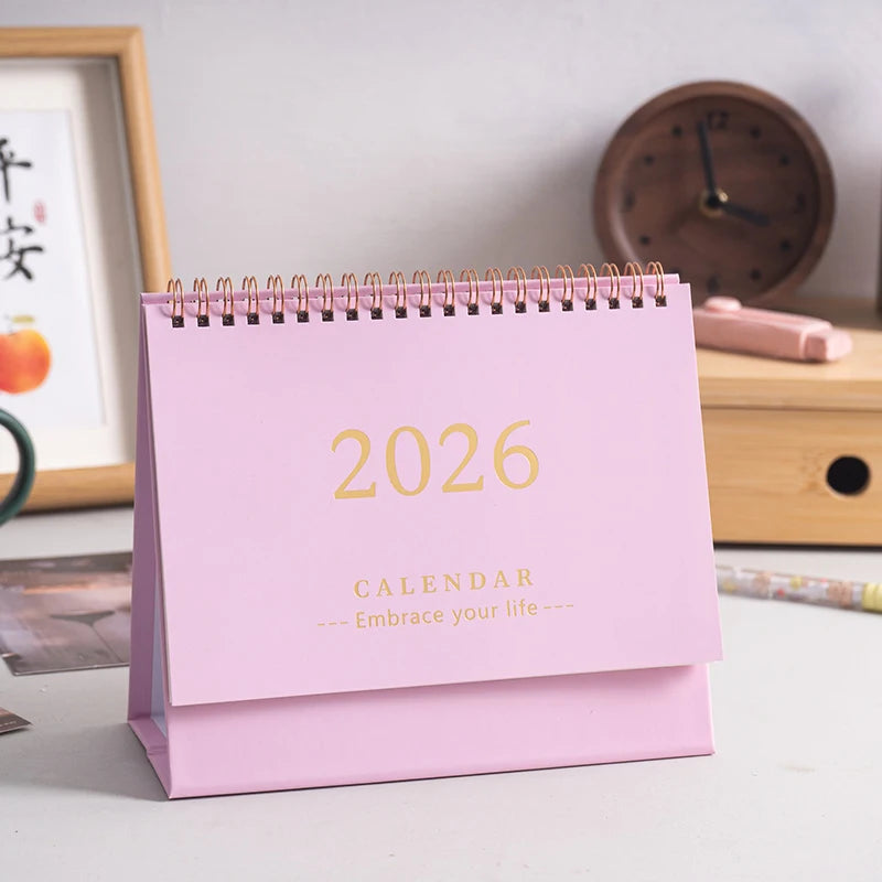 2026 Mini Desk Calendar Simple Creative Desktop Ornaments Calendar Plan Punch Card Calendar Notepad Calendar Anniversary Gift Qme Pink