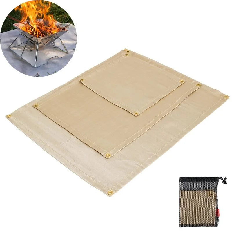 Outdoor Camping Fireproof Cloth Picnic Barbecue Insulation Mat Flame Qme