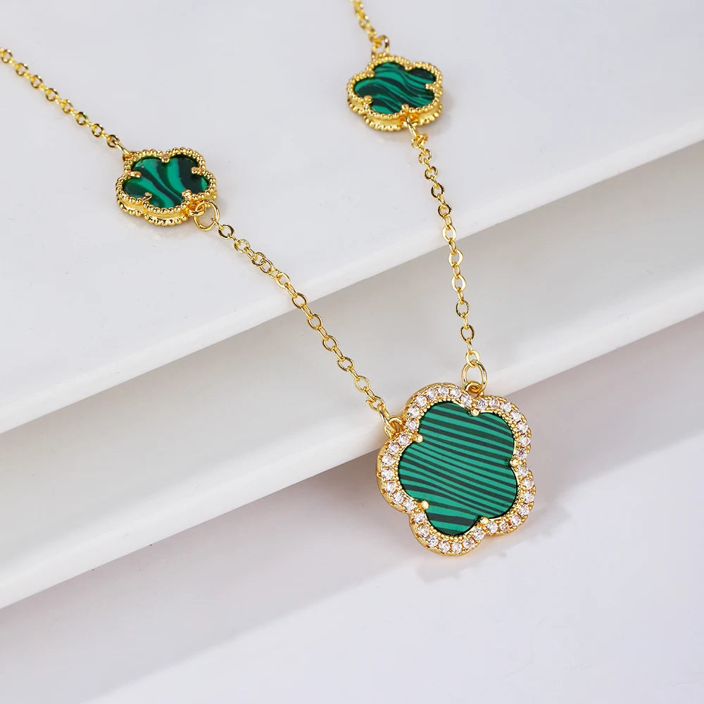 High-Quality Copper Plated 18k Gold Five-Leaf Clover Necklace Fashion Simple For Woman Girl Necklace Birthday Party Jewelry Gift Qme D 45cm