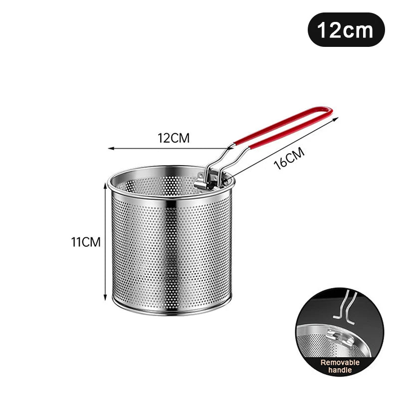 Stainless Steel Fried Mesh Kitchen Fry Basket Cooking Pan Oil Qme 12cm