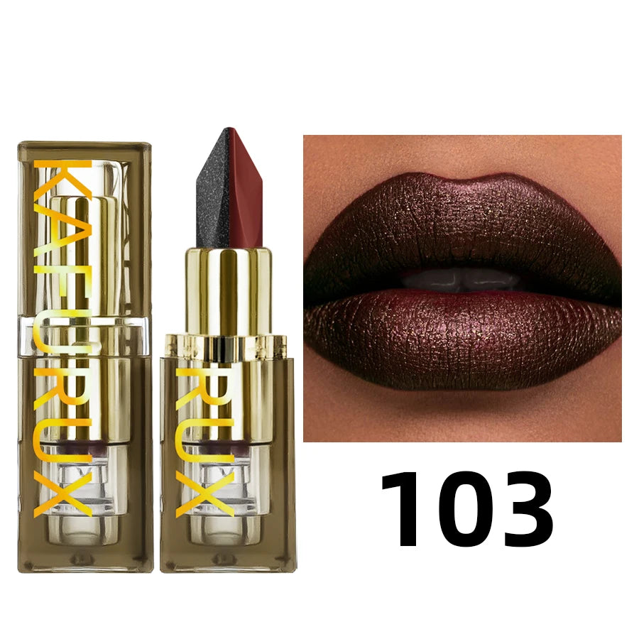 6 Glitter Two-tone Lipstick Purple Black Matte Lipsticks Cosmetics Qme 103
