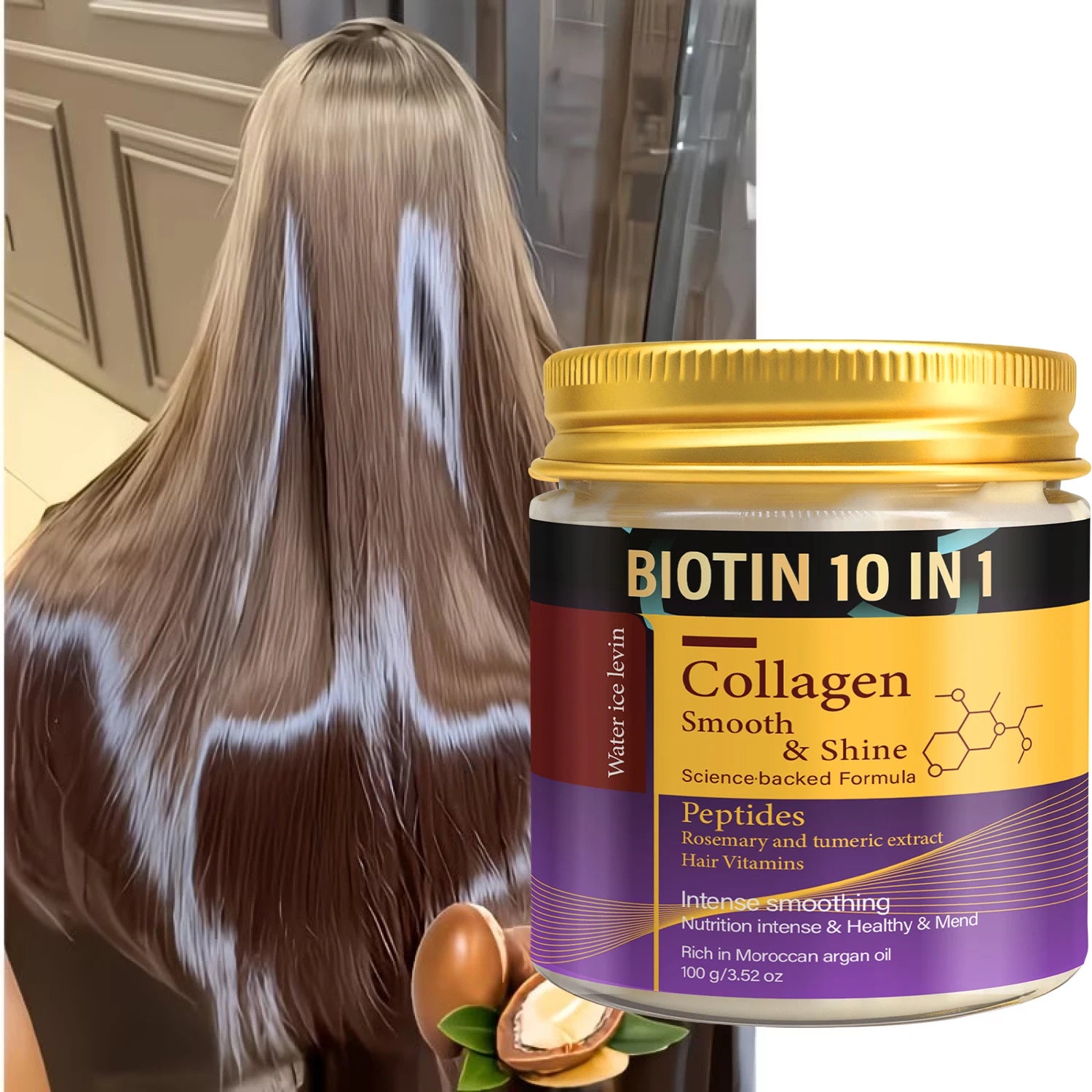 Collagen & Keratin Hair Mask - Biotin 10-in-1 Formula for Smooth, Shiny & Repaired Hair Qme