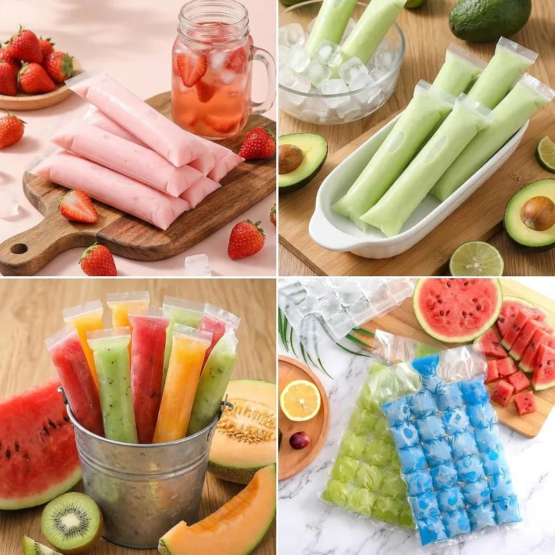 Disposable Ice Pack Grid Disposable Popsicle Mold Bag Self-sealing Ice Tray Bag Ice Cube Bag Box Edible Frozen Ice Cube Qme