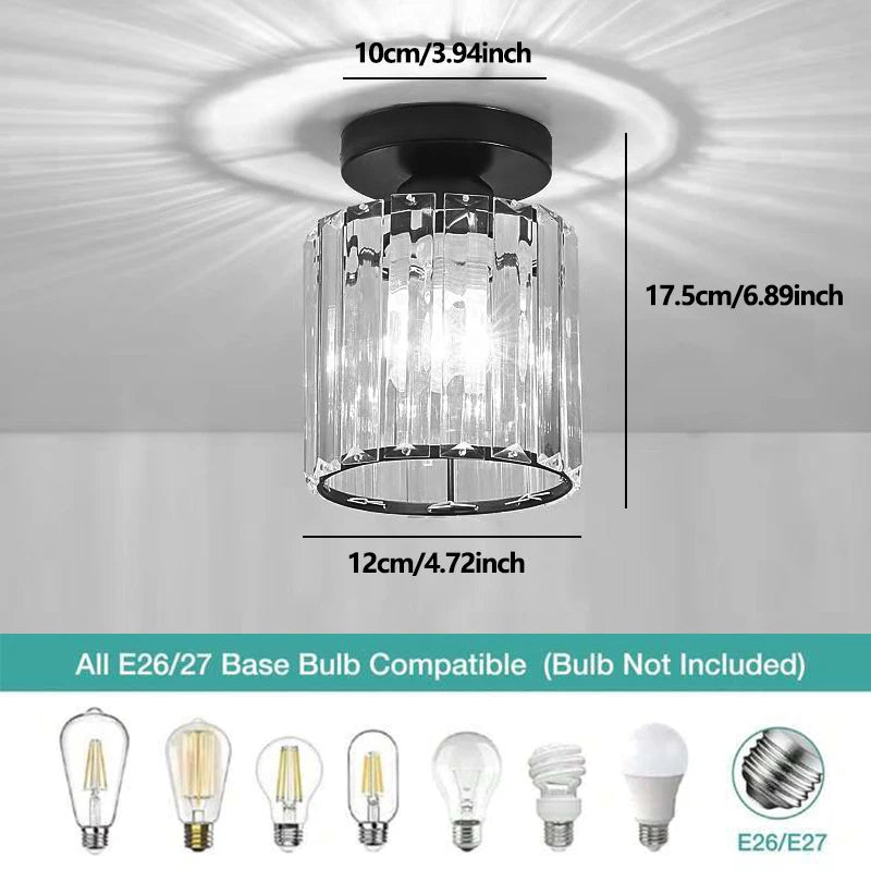 Nordic modern luxury crystal E27 ceiling light for bedrooms, corridors, restaurants, stairs, bathrooms, lighting fixtures Qme Black circle