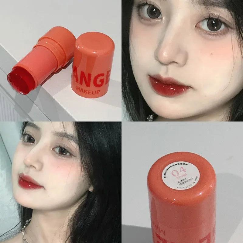 Strawberry Jelly Blush Stick Brighten Cheek Rouge Dual Use of Lips and Cheeks Blusher Waterproof Lasting Red Tint Cheek Color Qme 04