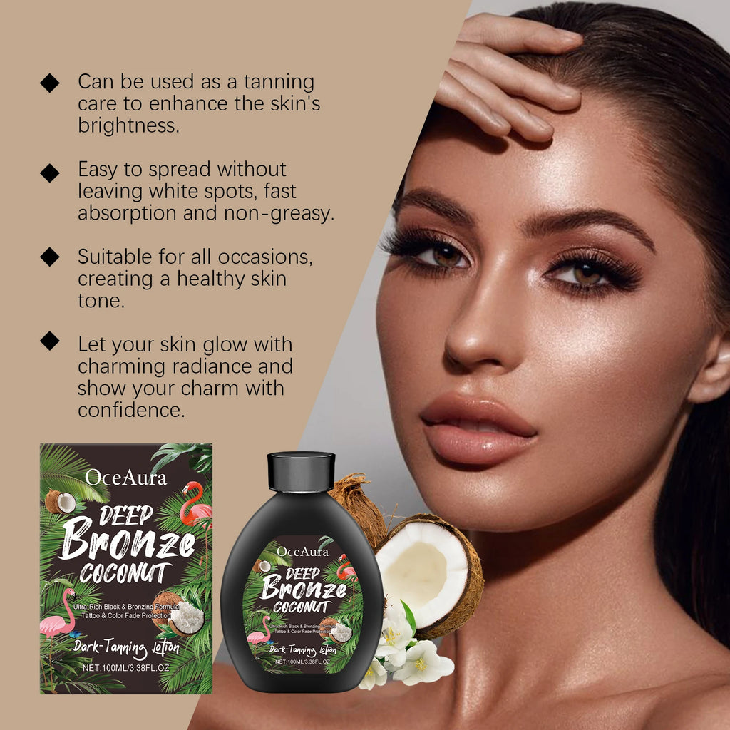 Coconut Oil Dark Tanning Lotion Moisturizing Accelerator for Deep Bronze Glow Tanning Cream for Tanning Bed & Outdoor Use Qme