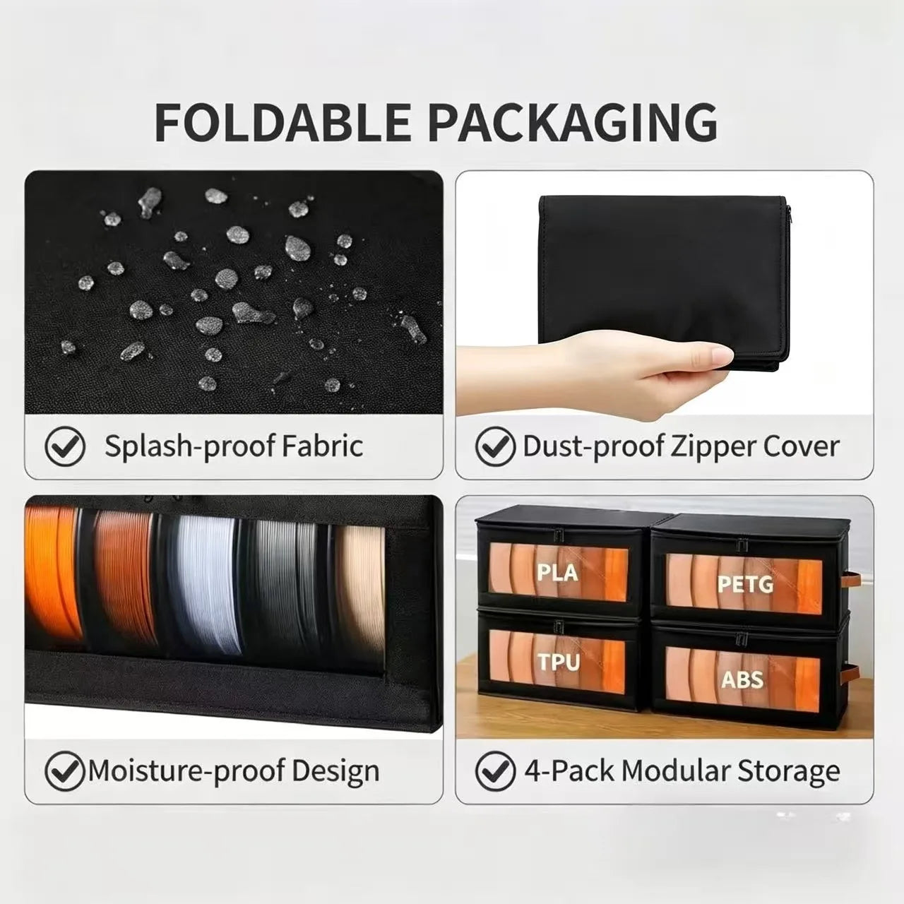 600D Oxford Fabric 3D Filament Storage Container Dustproof & Moisture-Proof Holds 6 Rolls of Long Filament for 3D Printer Qme