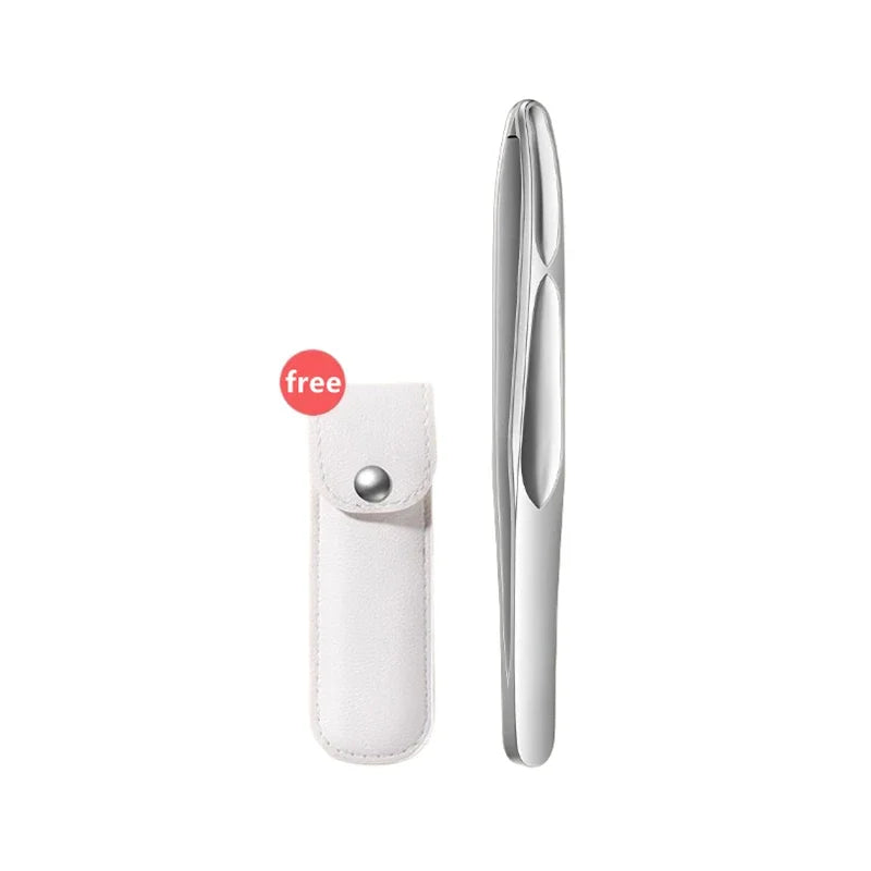 1pc Premium Round Head Tweezers for Eyebrow & Facial Hair Removal Seamless Clips, Short Hair Precision Easy Combing for Eyebrows Qme Silver