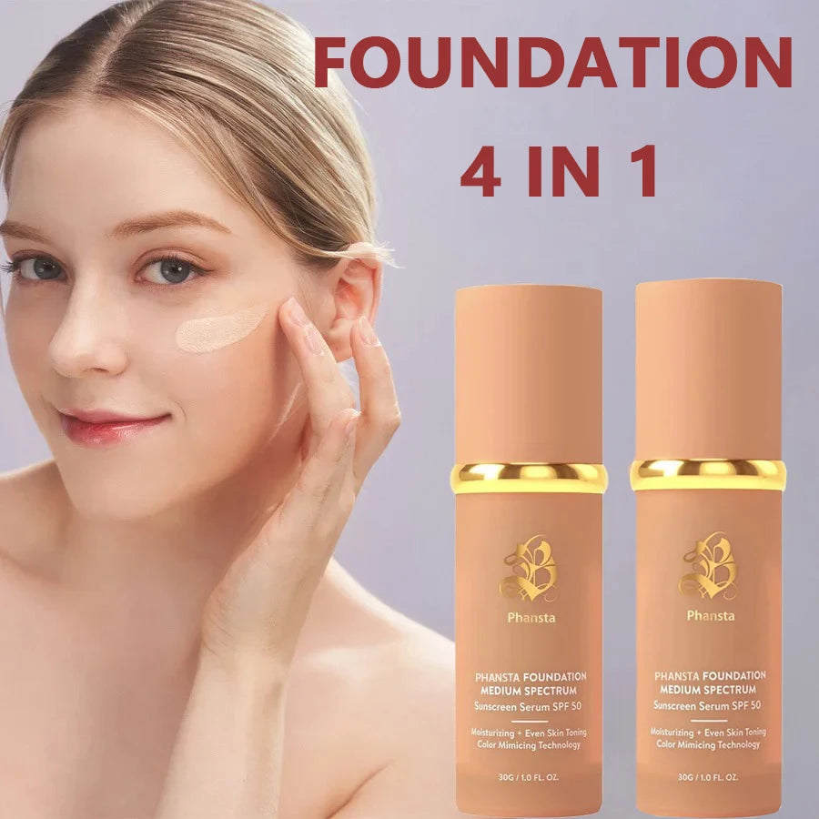 4 in 1 Liquid Foundation Concealer Full Coverage Long Lasting Waterproof Professional Makeup for Dark Circles And Blemishes Qme 2 PCS