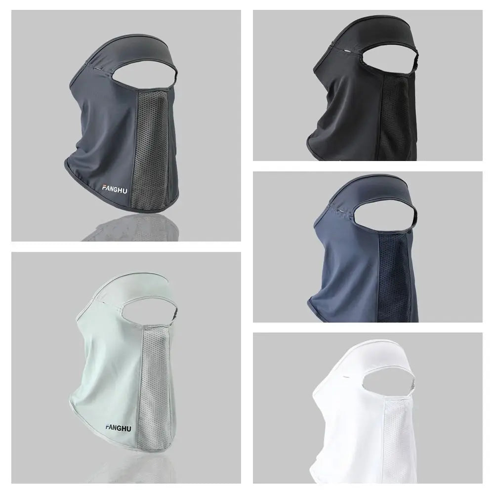 Thin Solid Ice Silk Mask Sunscreen UV Protection Face Cover Scarves Qme