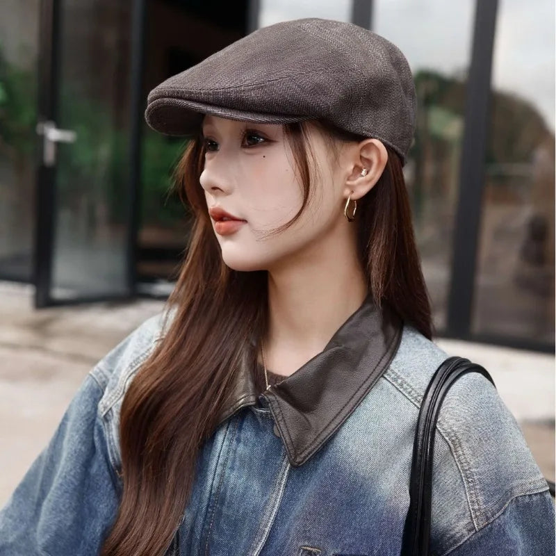 Vintage Canvas Cap Organic Cotton Linen Artist Hat Unisex Retro Qme