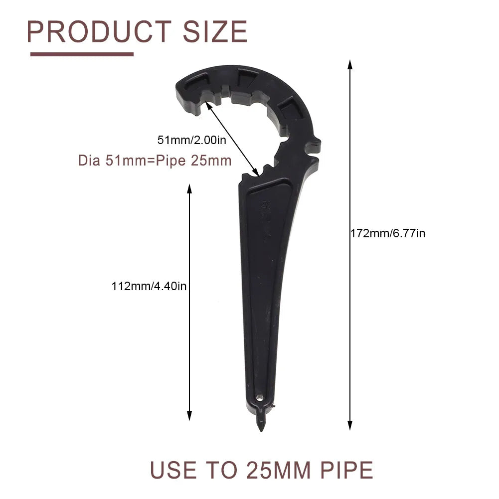 PE Pipe Fitting Wrench PE Pipe Fast Connecting Fittings PVC Pipe Valve Lock Nut Wrench Wrench Irrigation Tubing Repair Tools Qme 25mm